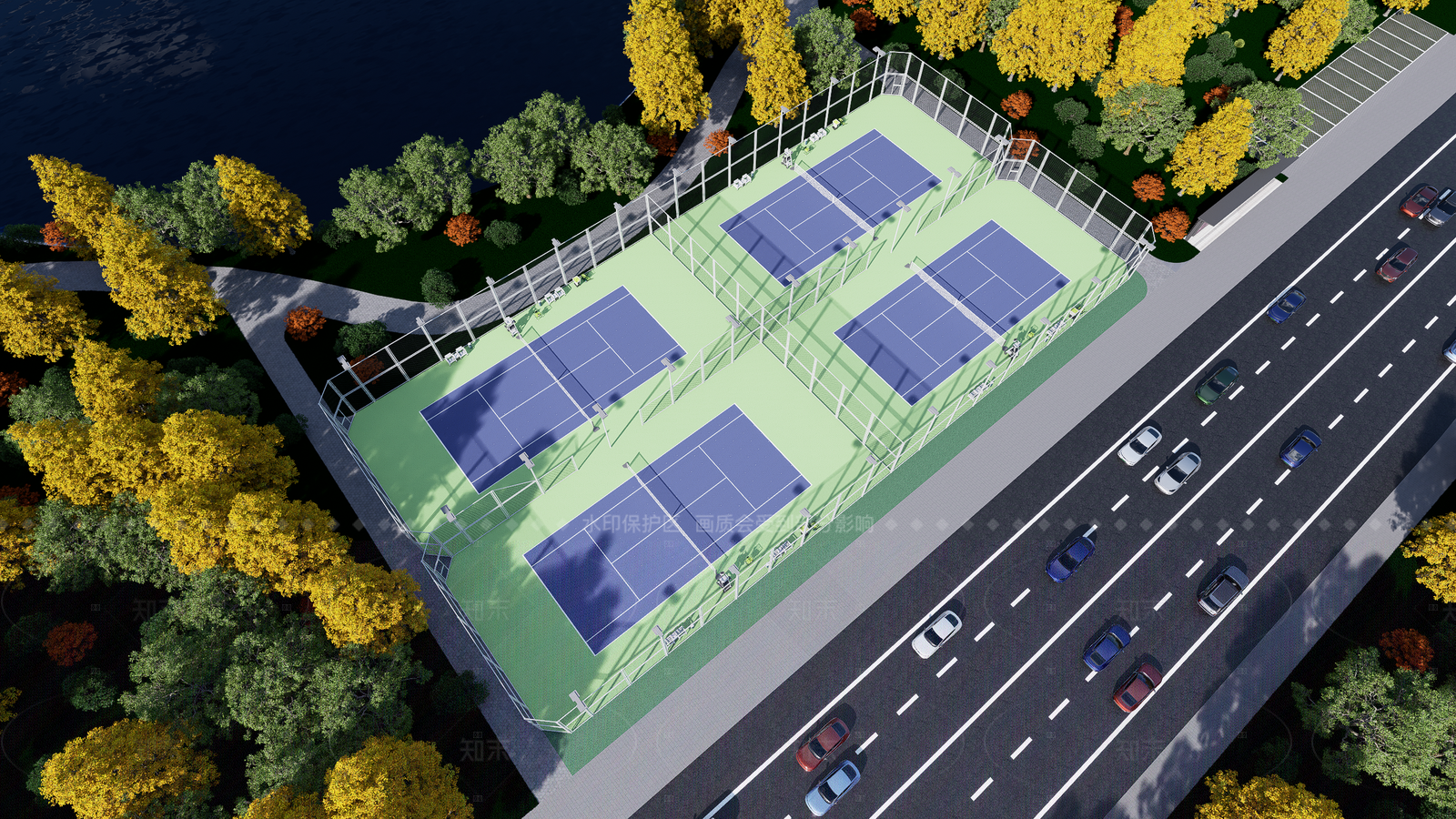 现代网球场SU模型下载【ID:1205560937】