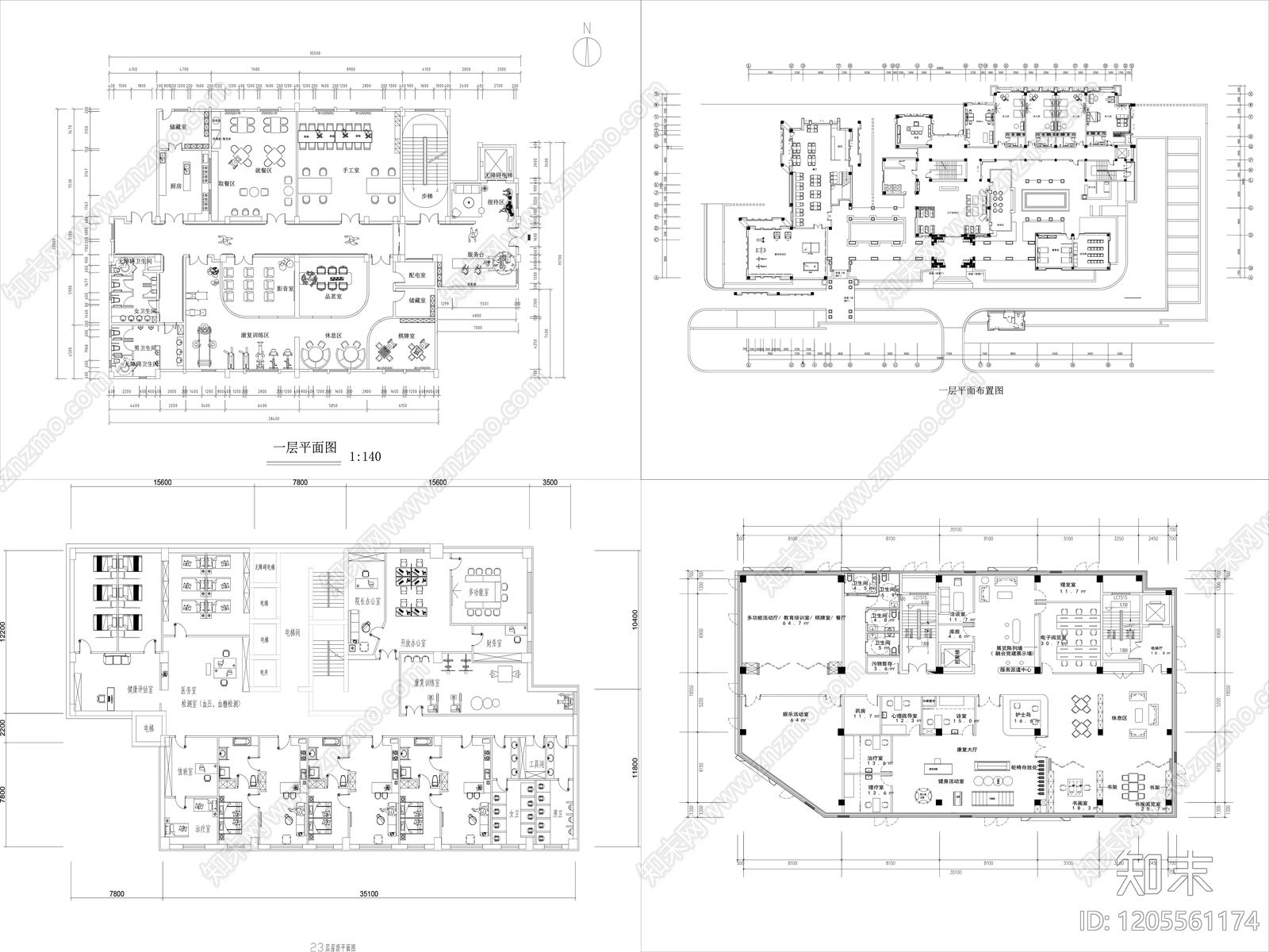 现代养老院cad施工图下载【ID:1205561174】
