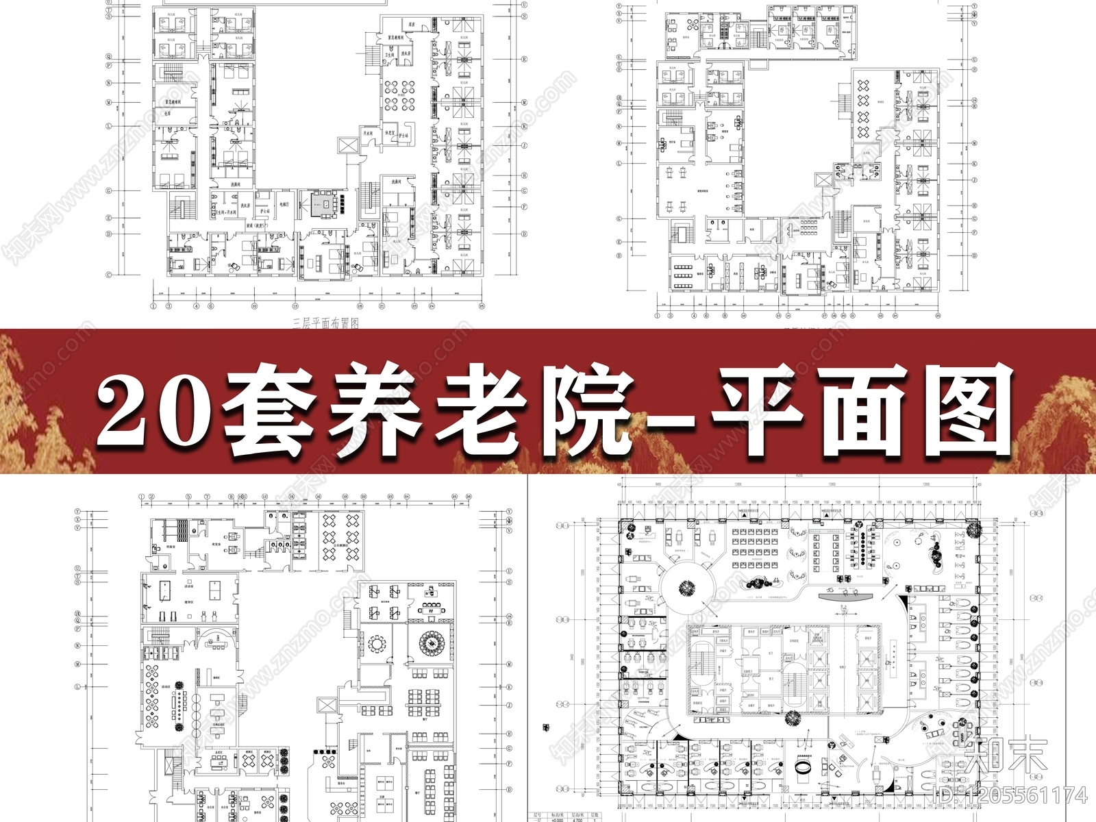 现代养老院cad施工图下载【ID:1205561174】