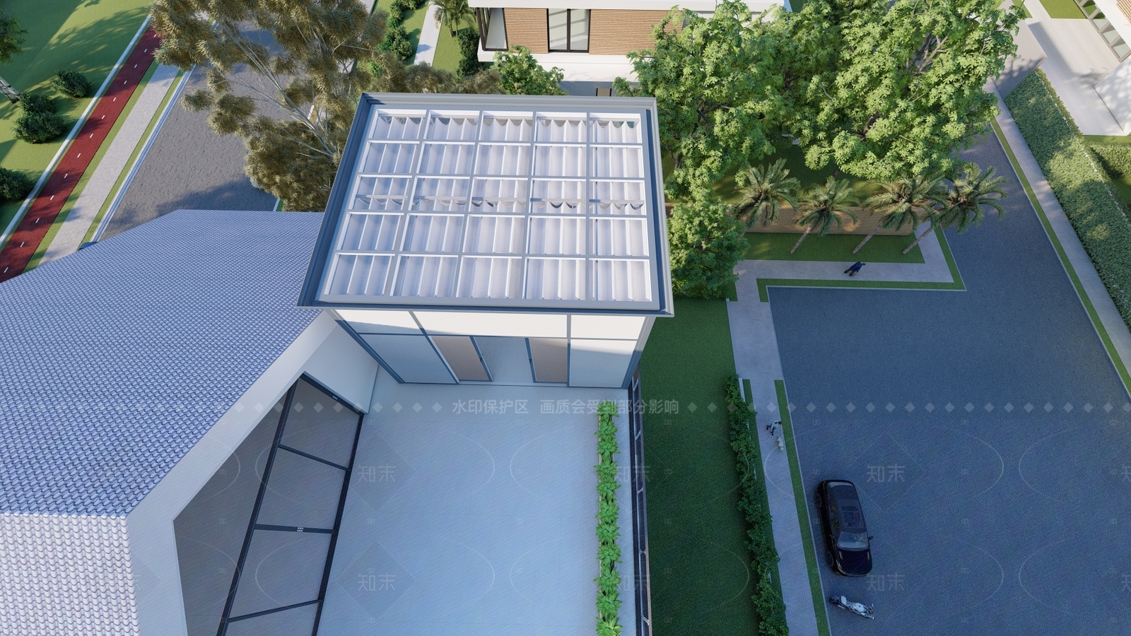 现代别墅阳台SU模型下载【ID:1205561214】