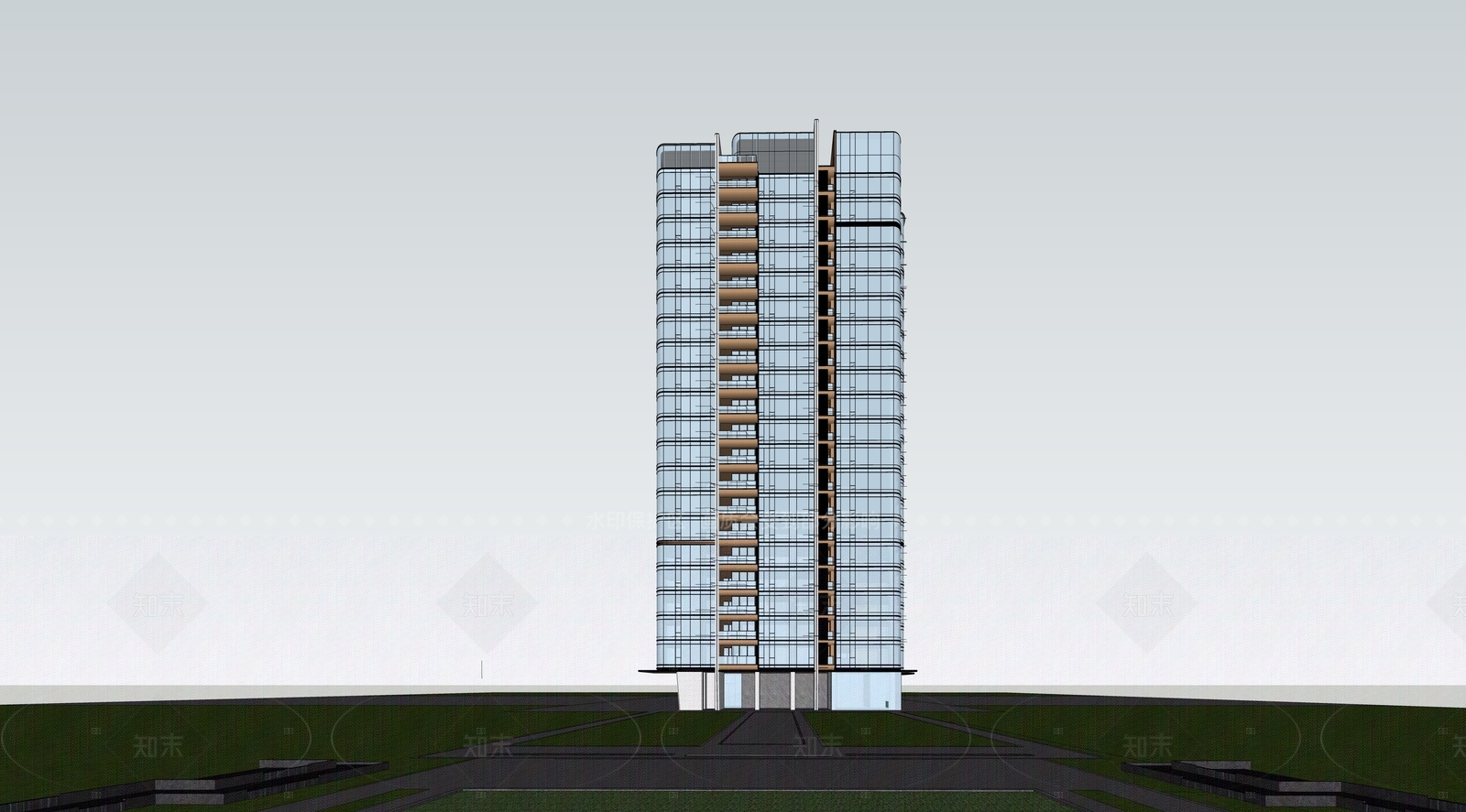 现代高层住宅SU模型下载【ID:1205566695】