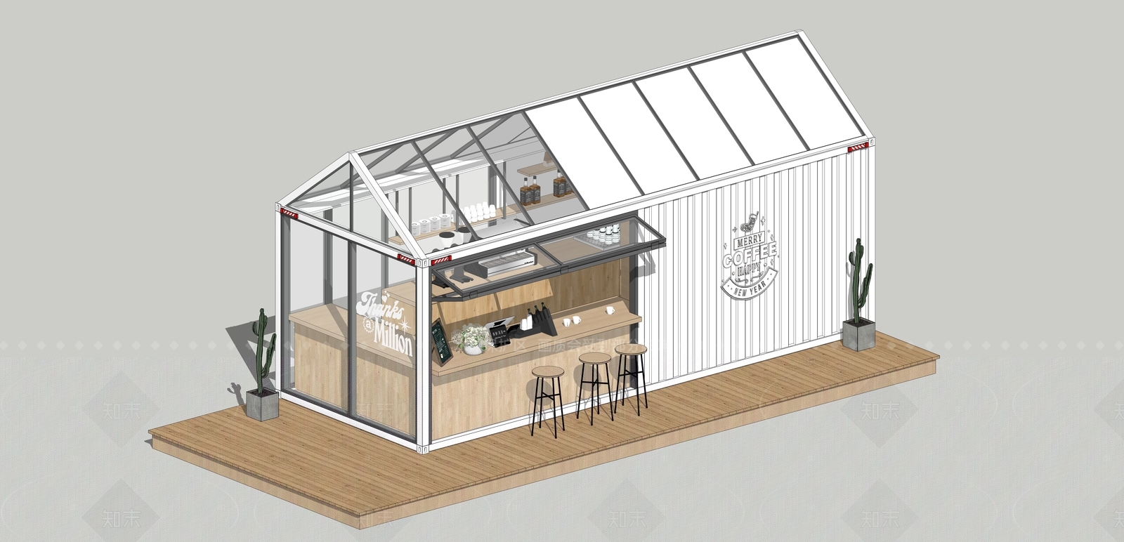 现代工业咖啡厅SU模型下载【ID:1205570300】