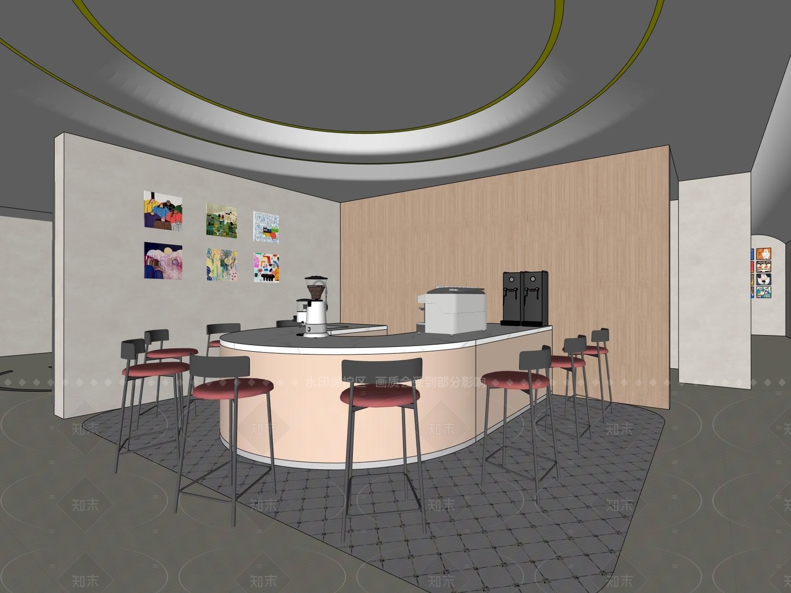 现代奶茶店SU模型下载【ID:1205573541】