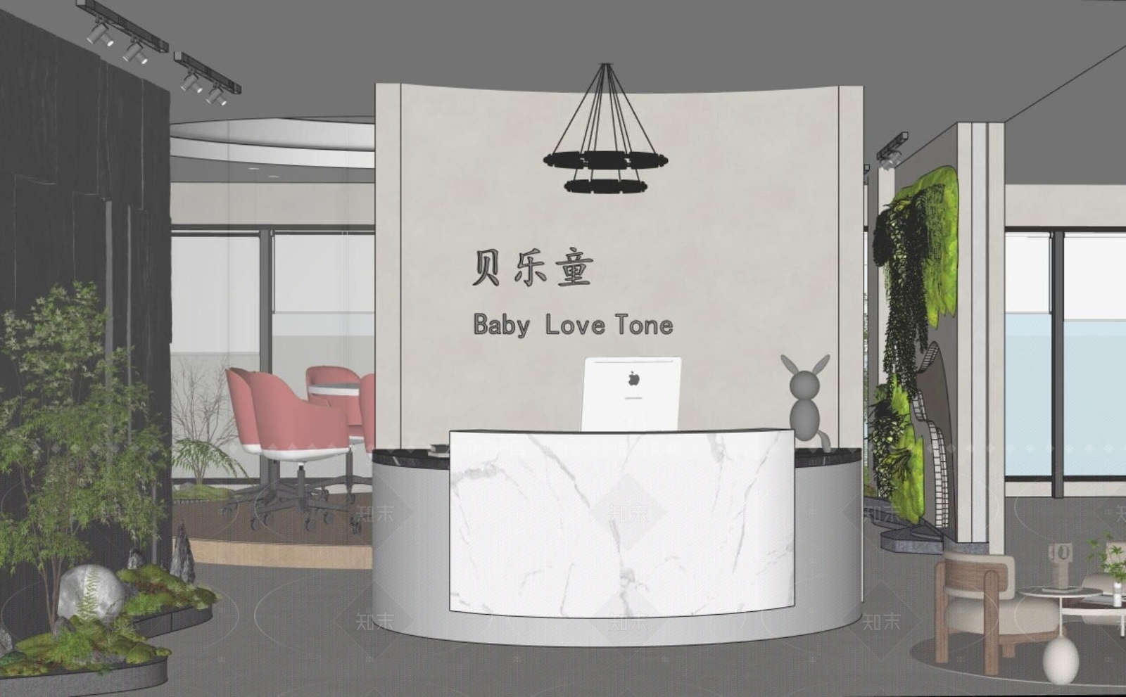 现代办公大堂SU模型下载【ID:1205573602】