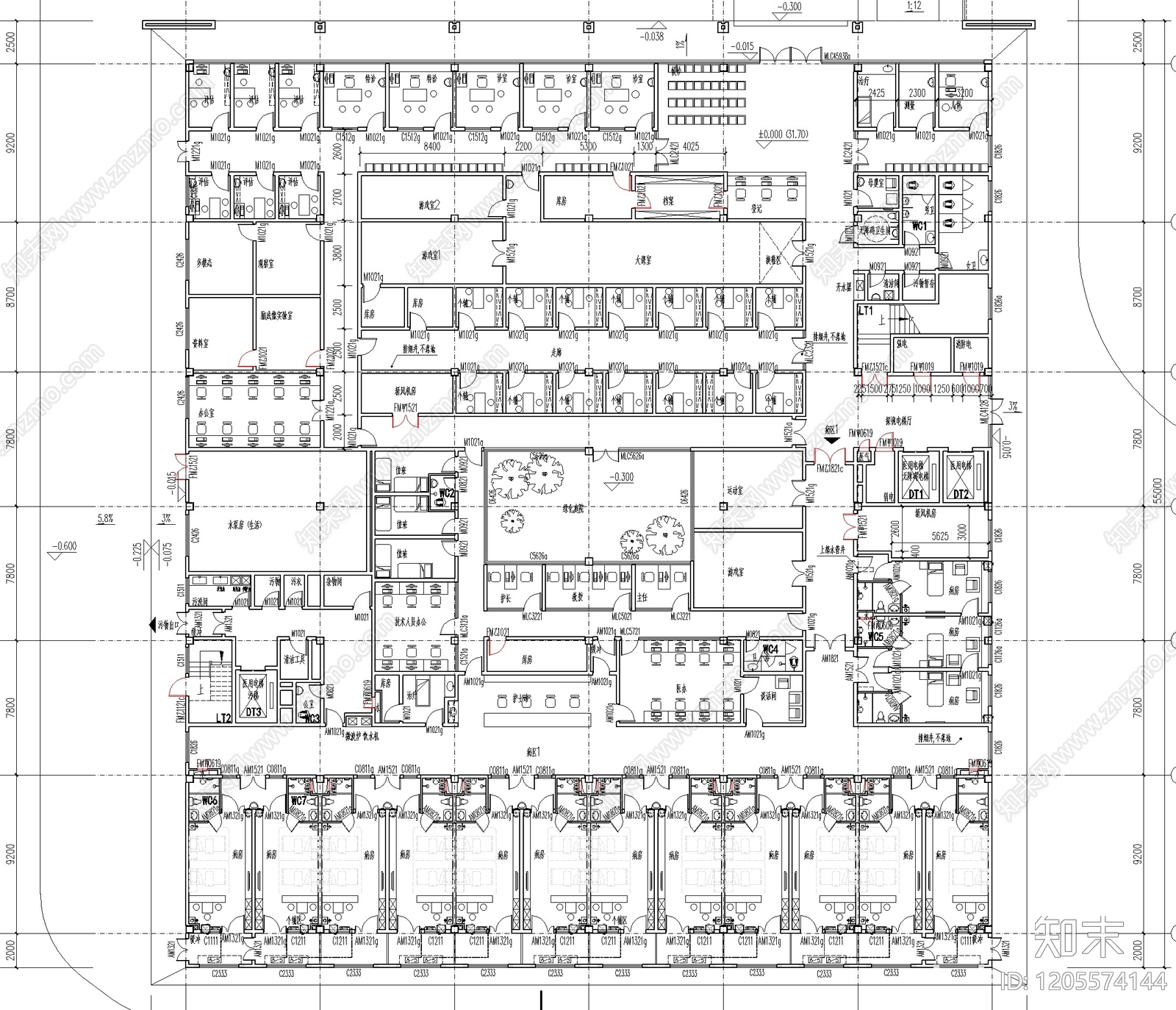 现代医院建筑cad施工图下载【ID:1205574144】