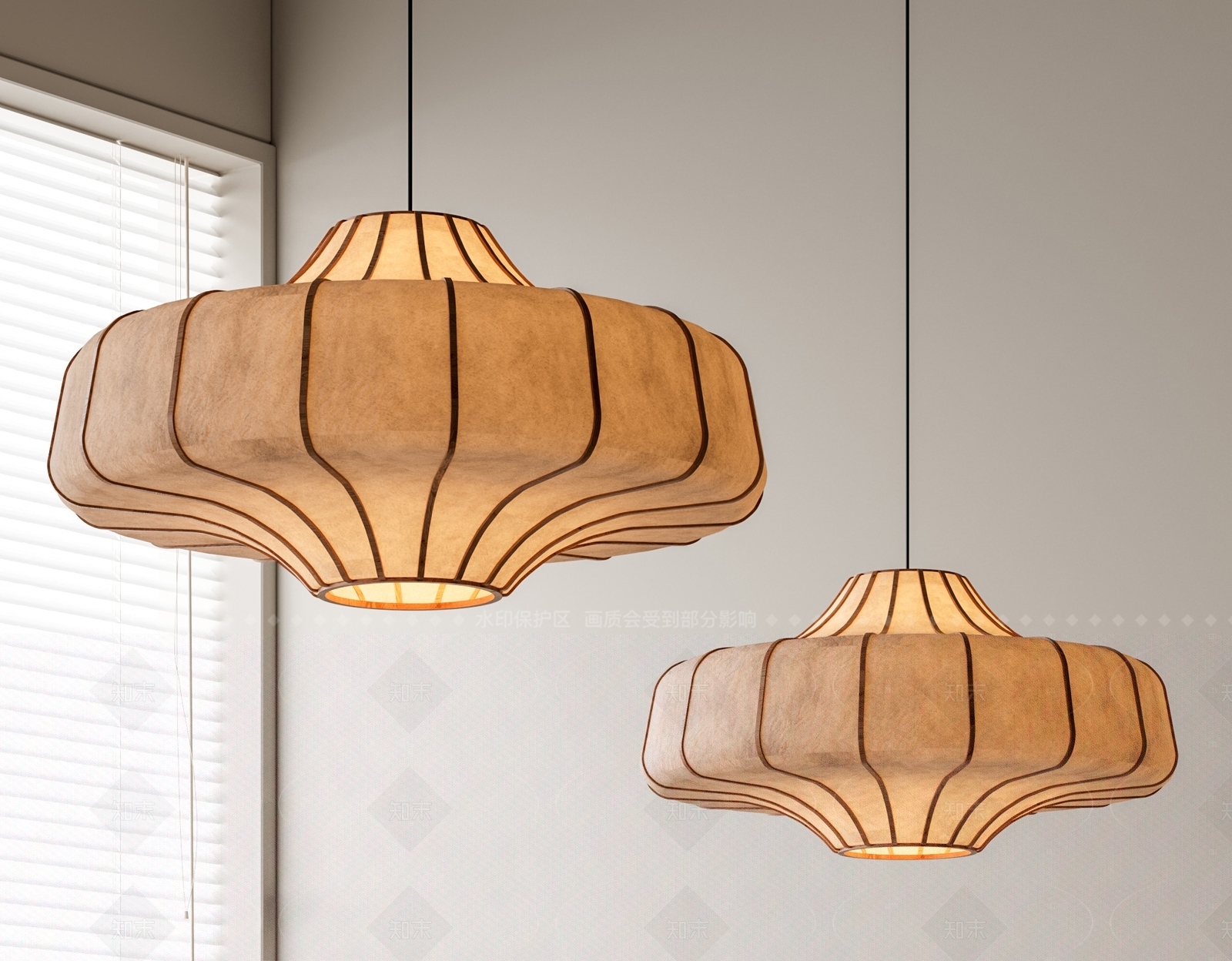 日式禅意吊灯SU模型下载【ID:1205575872】