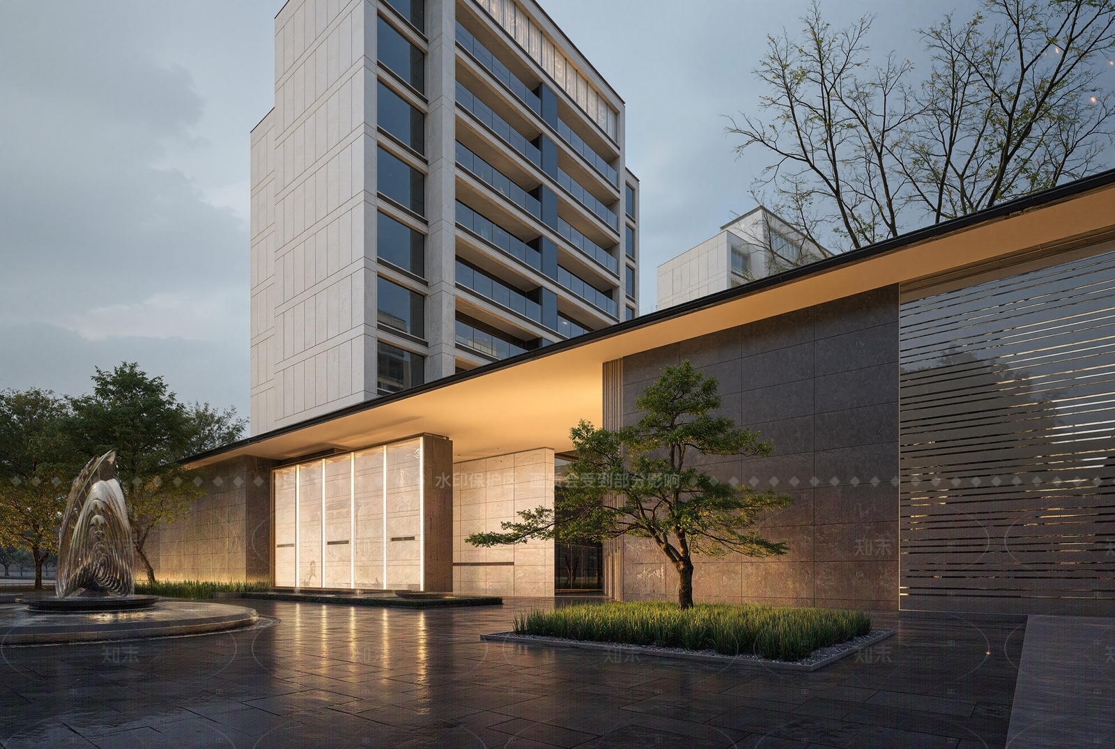 现代简约小区建筑SU模型下载【ID:1205576742】