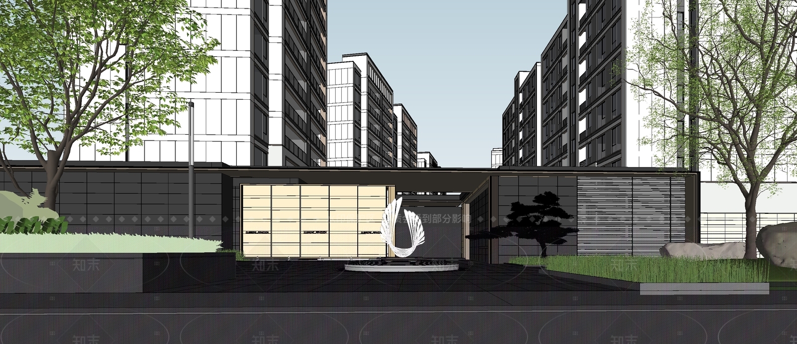 现代简约小区建筑SU模型下载【ID:1205576742】