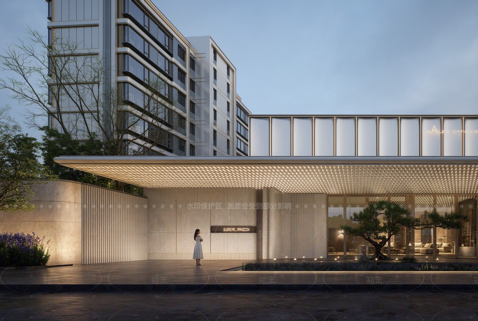 现代轻奢小区建筑SU模型下载【ID:1205576987】