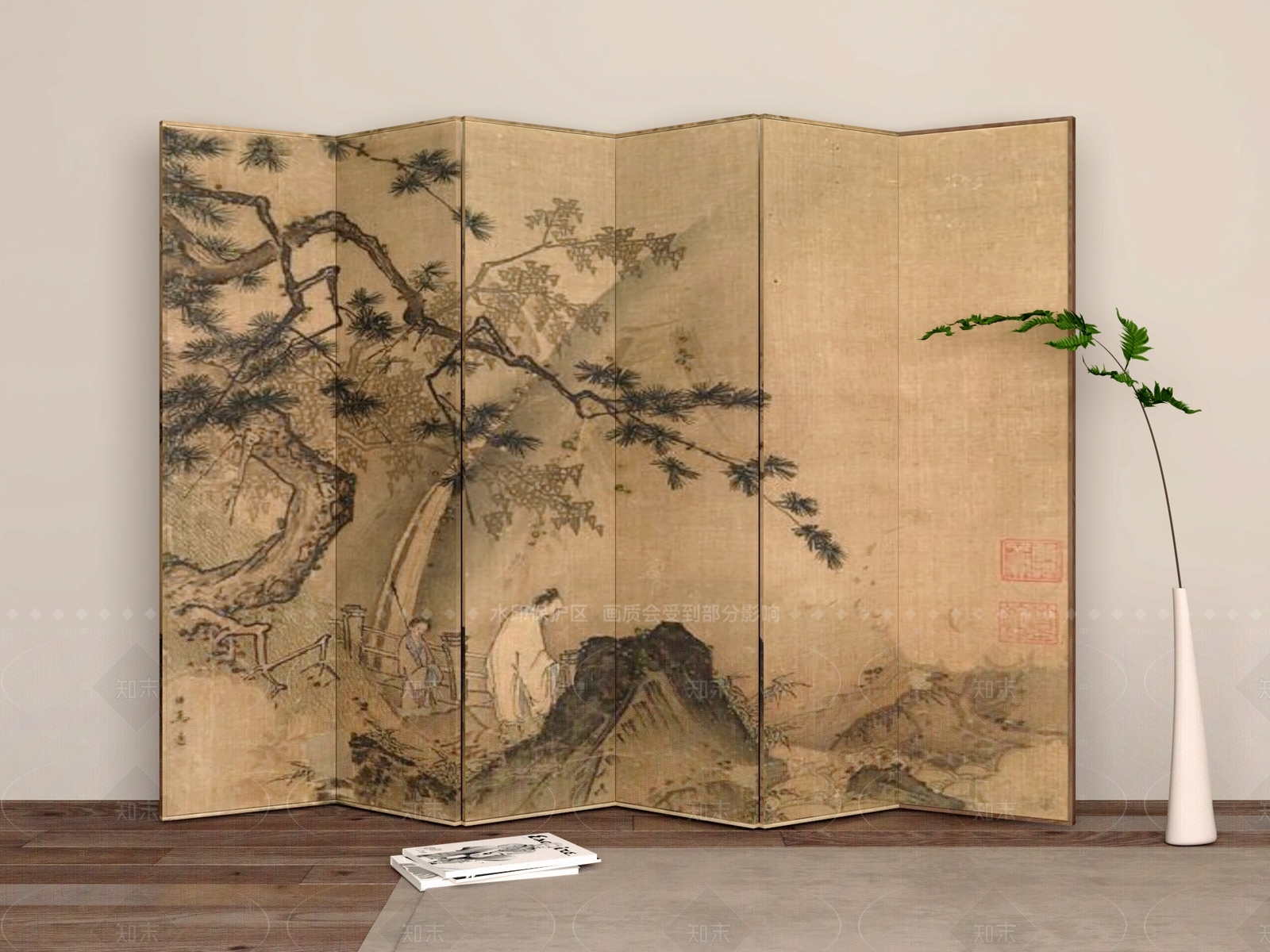 新中式屏风SU模型下载【ID:1205577127】