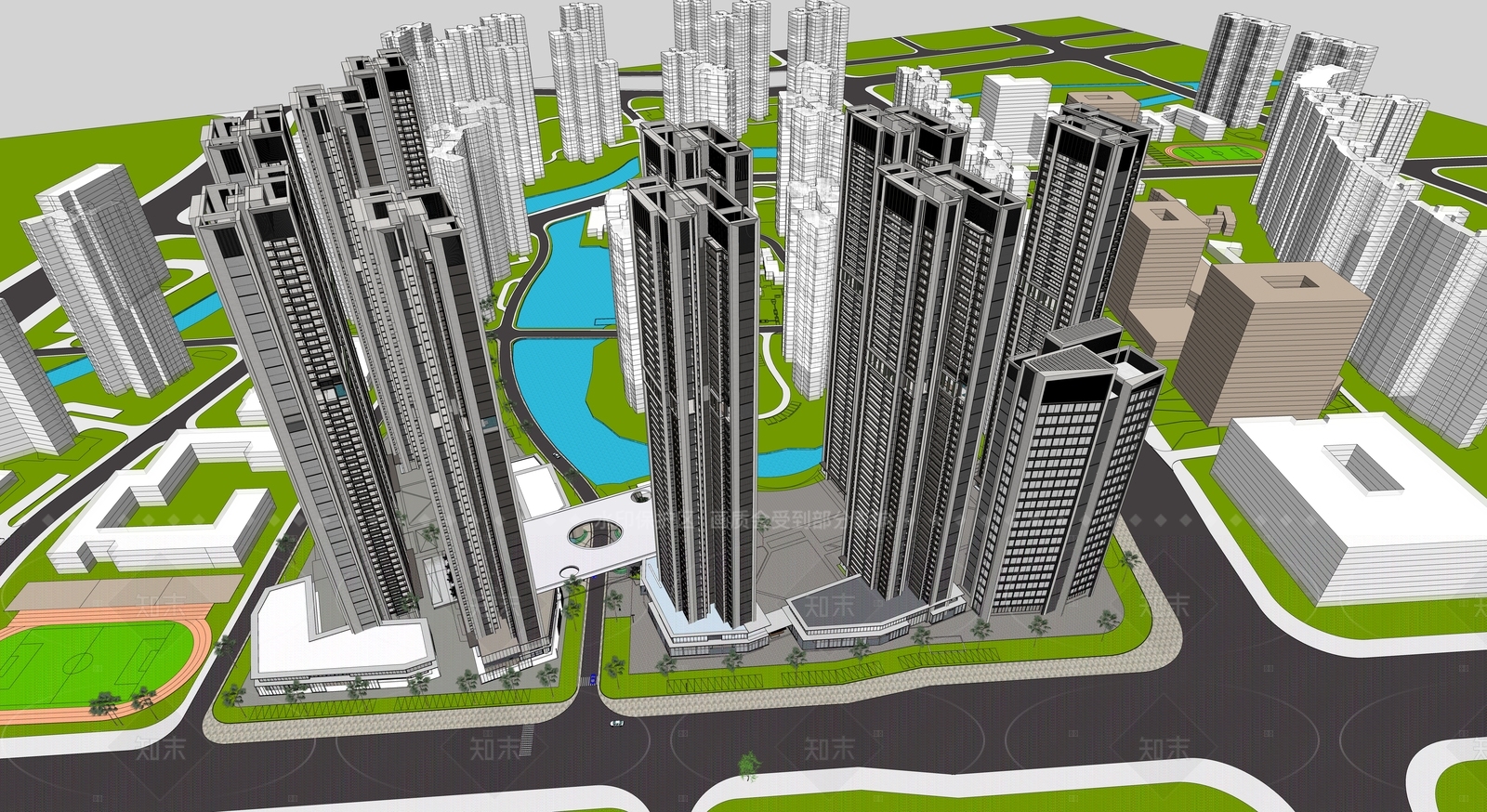 现代小区建筑SU模型下载【ID:1205579717】