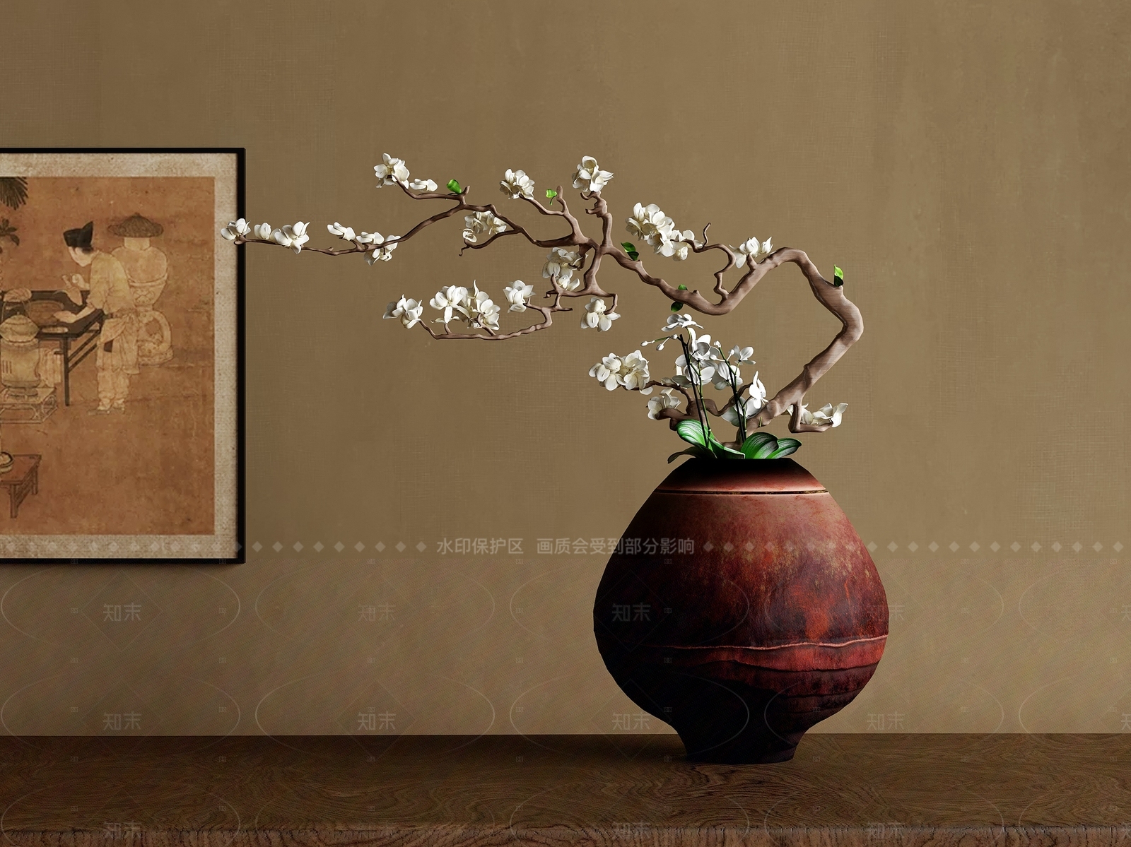 新中式花艺3D模型下载【ID:1205580042】