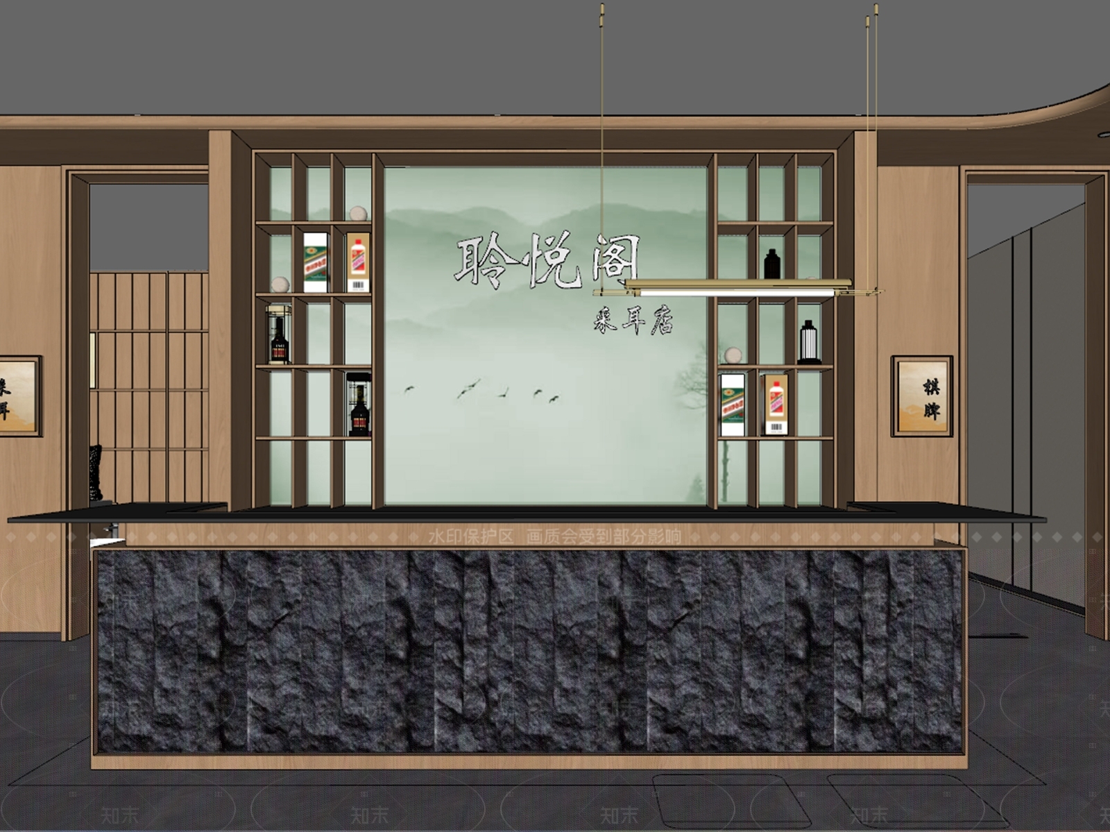新中式复古美容院SU模型下载【ID:1205583599】