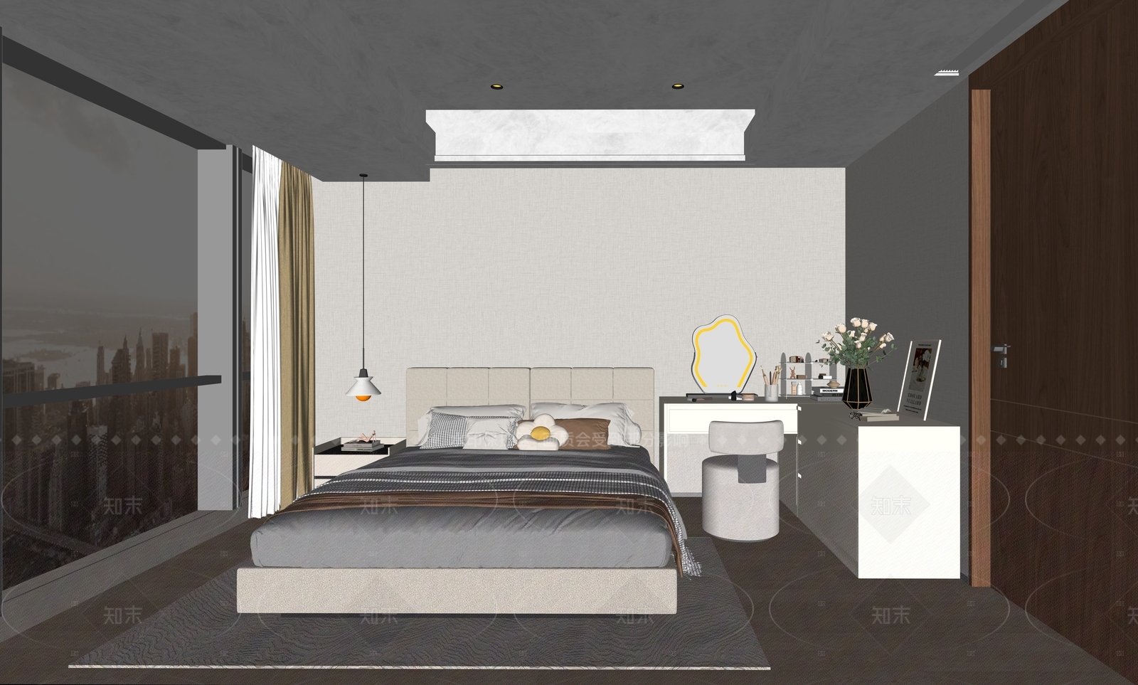 现代家居卧室SU模型下载【ID:1205584590】
