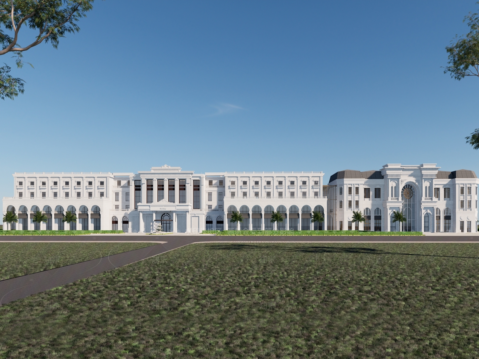 欧式北欧商场建筑SU模型下载【ID:1205587460】