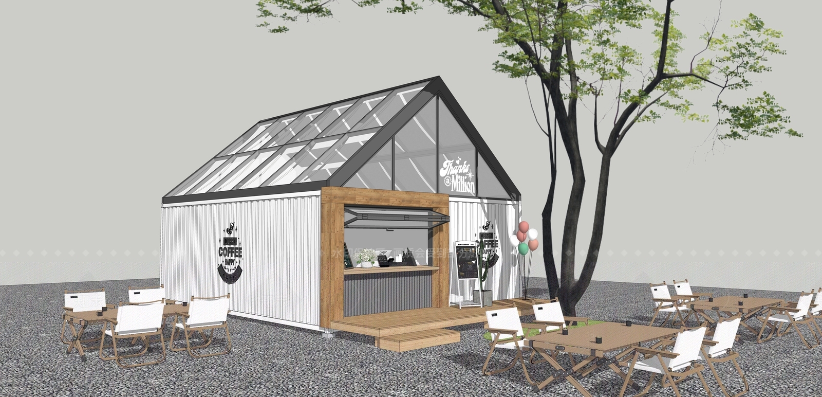 现代工业咖啡厅SU模型下载【ID:1205587769】