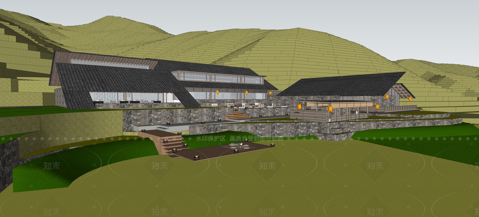新中式会展中心SU模型下载【ID:1205589351】