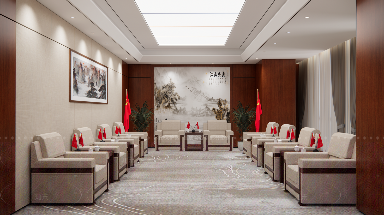 新中式中式会议室SU模型下载【ID:1205591465】