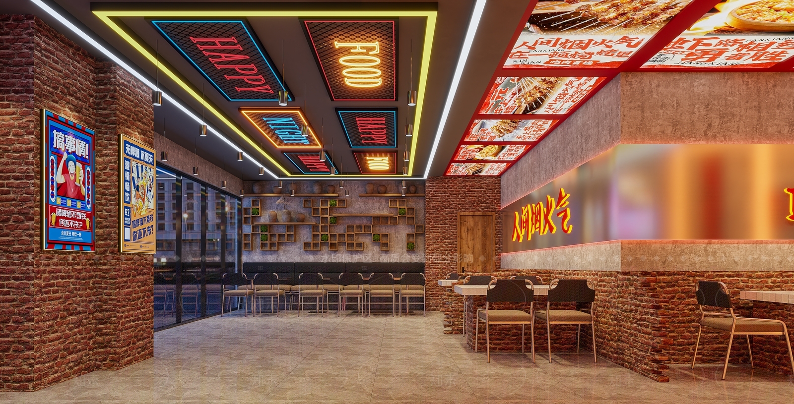 工业烧烤店3D模型下载【ID:1205594925】