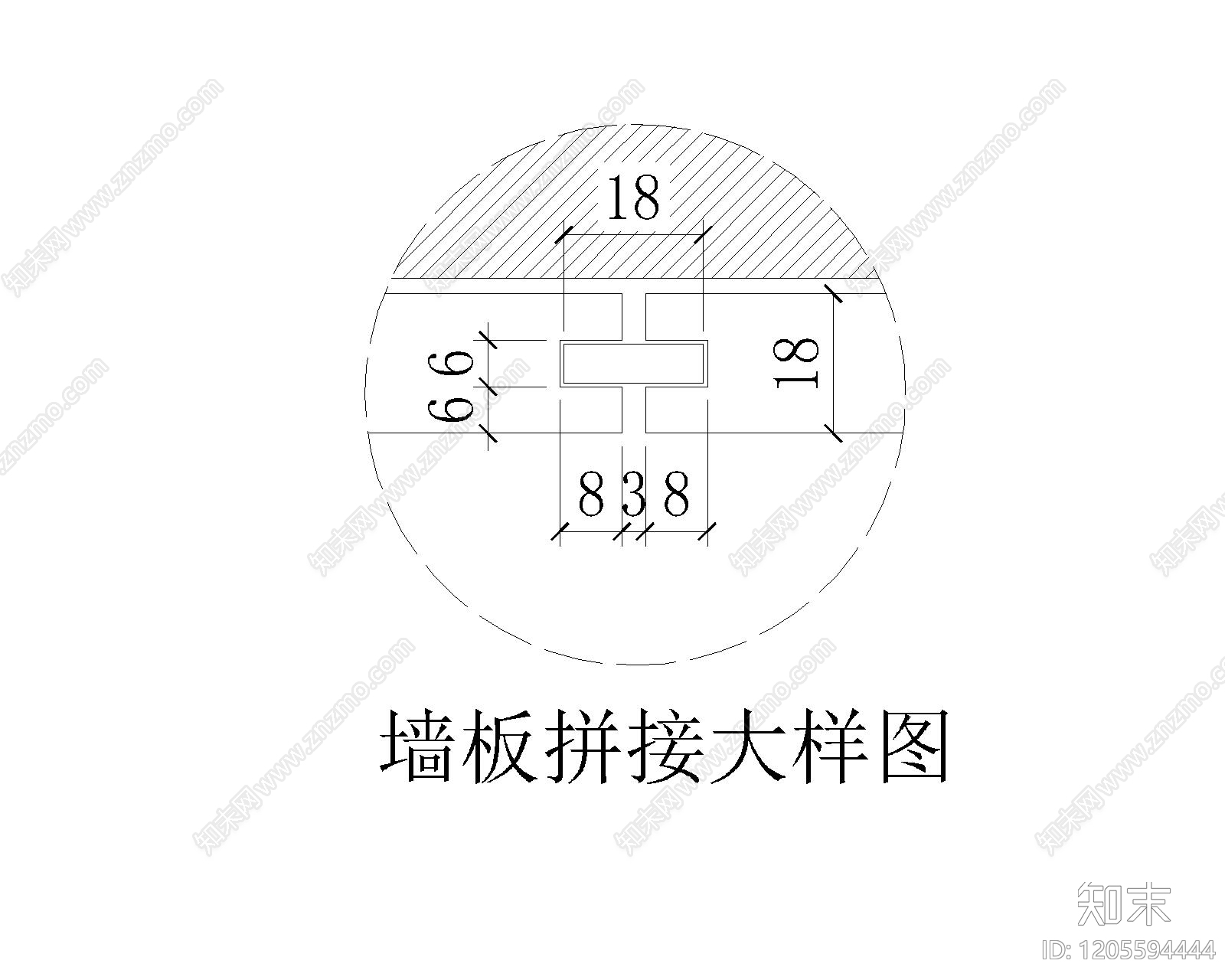 背景墙节点cad施工图下载【ID:1205594444】