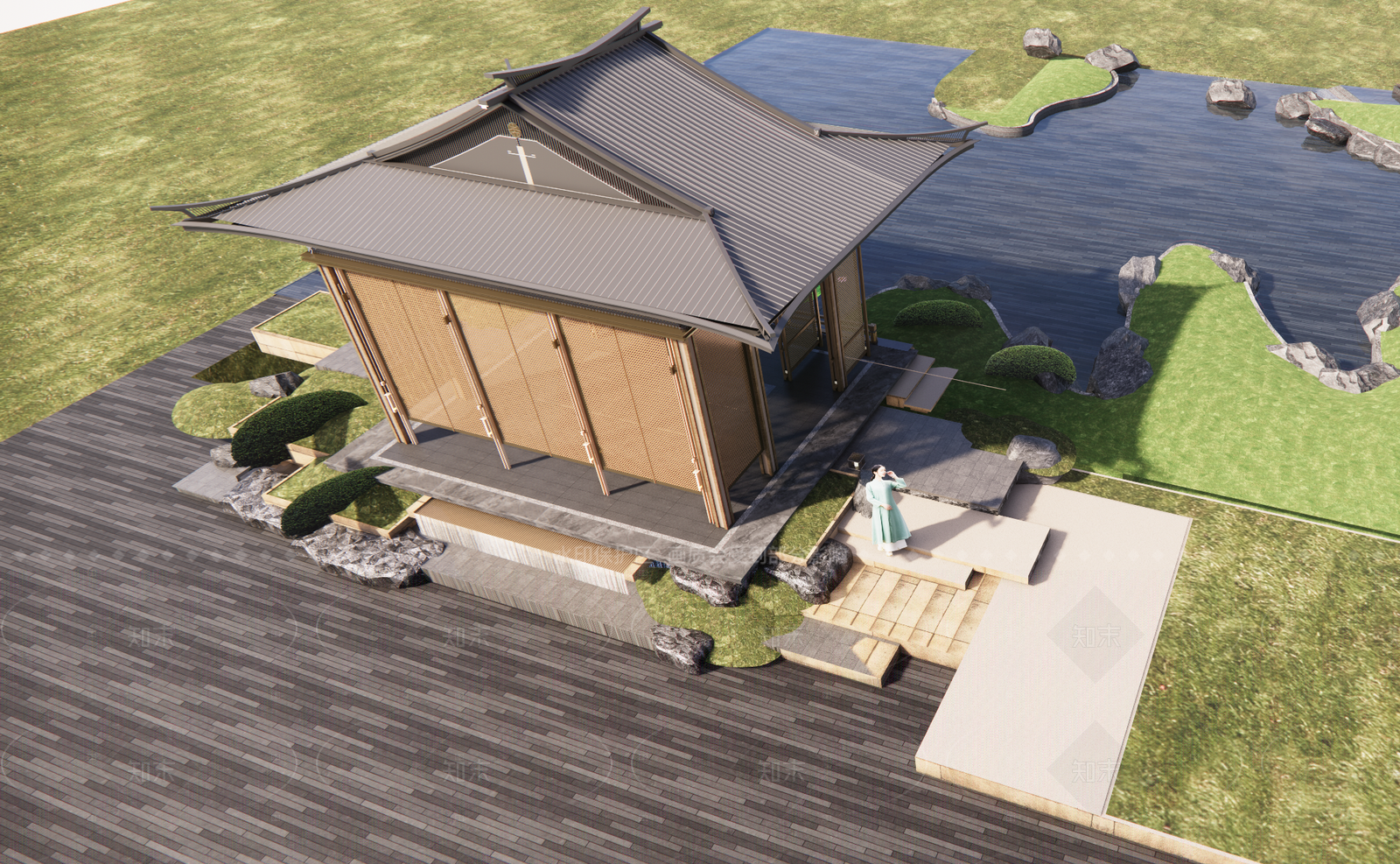 现代中式廊架SU模型下载【ID:1205596517】