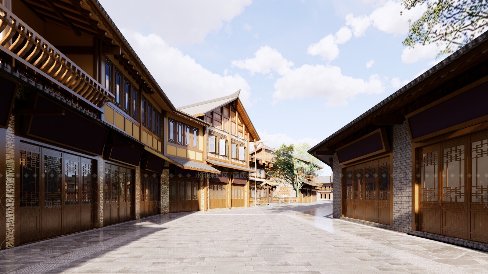 中式新中式古建筑SU模型下载【ID:1205597550】