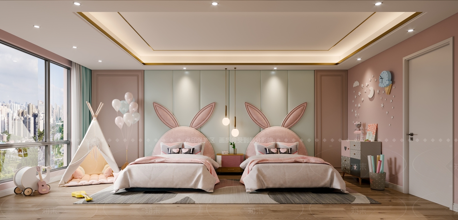 现代女孩房3D模型下载【ID:1205599594】