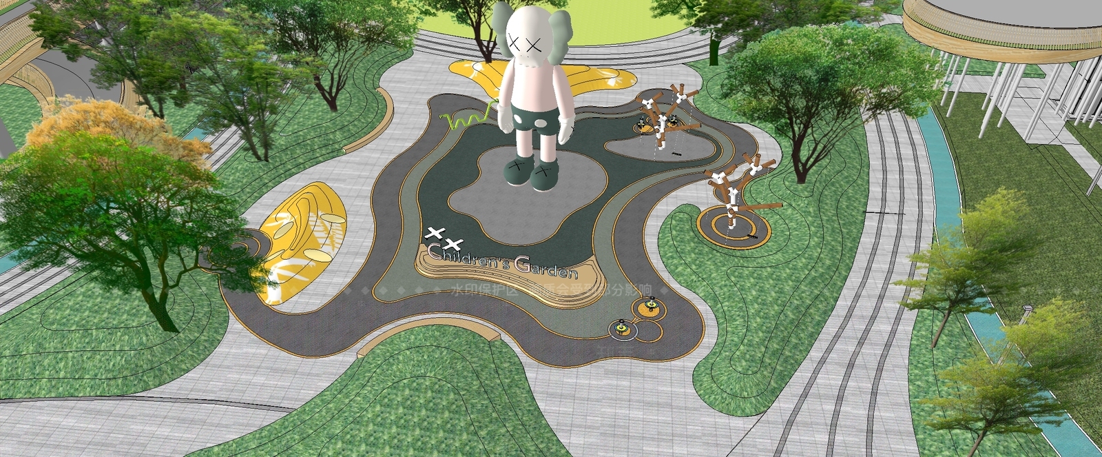 现代景观公园SU模型下载【ID:1205601064】