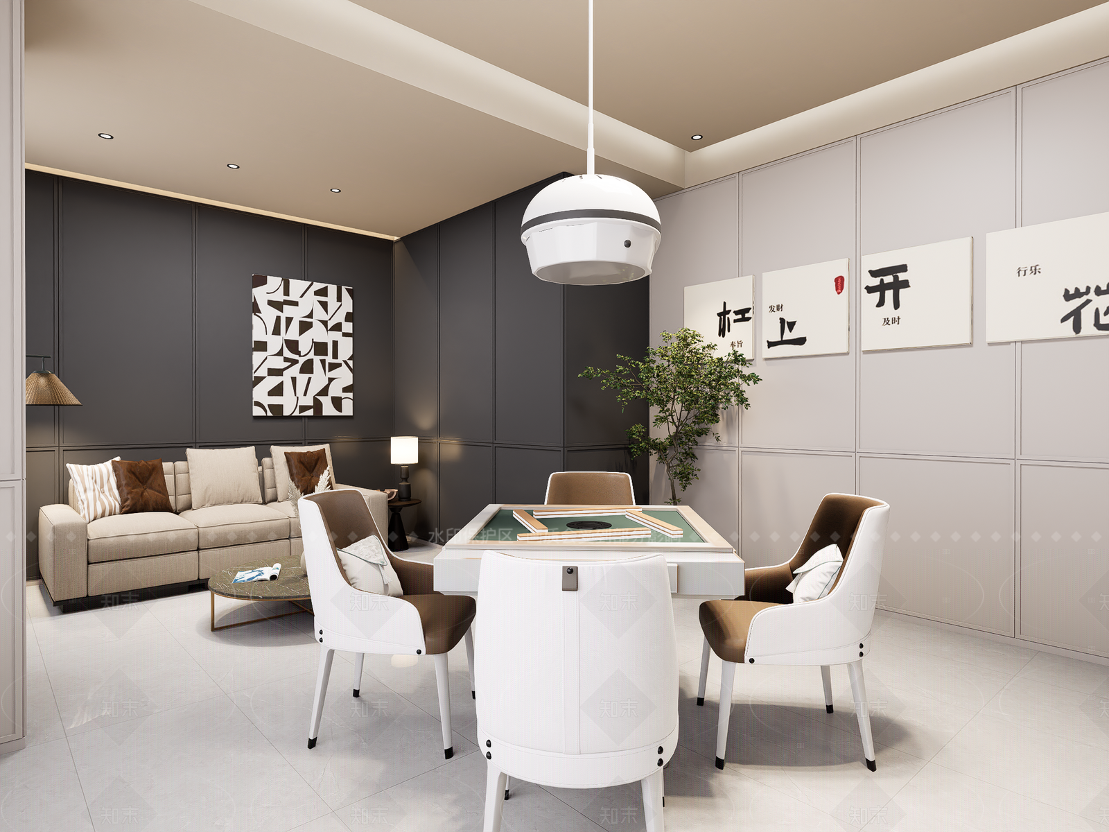 现代轻奢棋牌室SU模型下载【ID:1205602652】