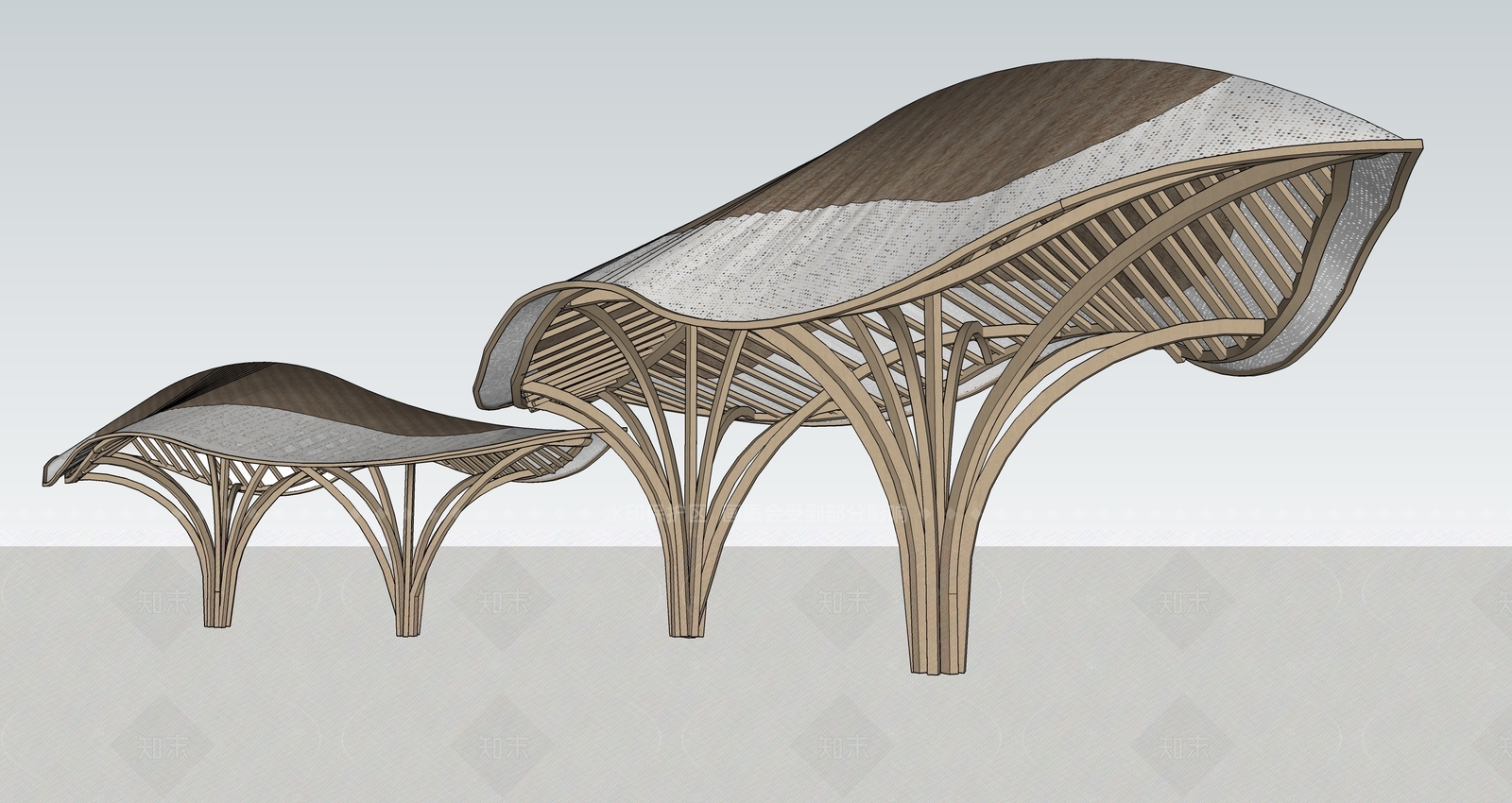 现代廊架SU模型下载【ID:1205604661】