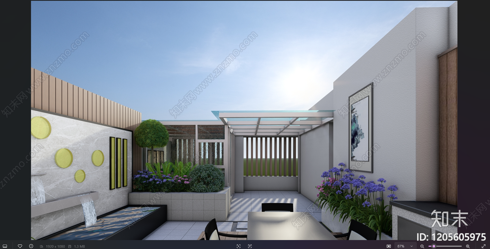 现代屋顶花园cad施工图下载【ID:1205605975】