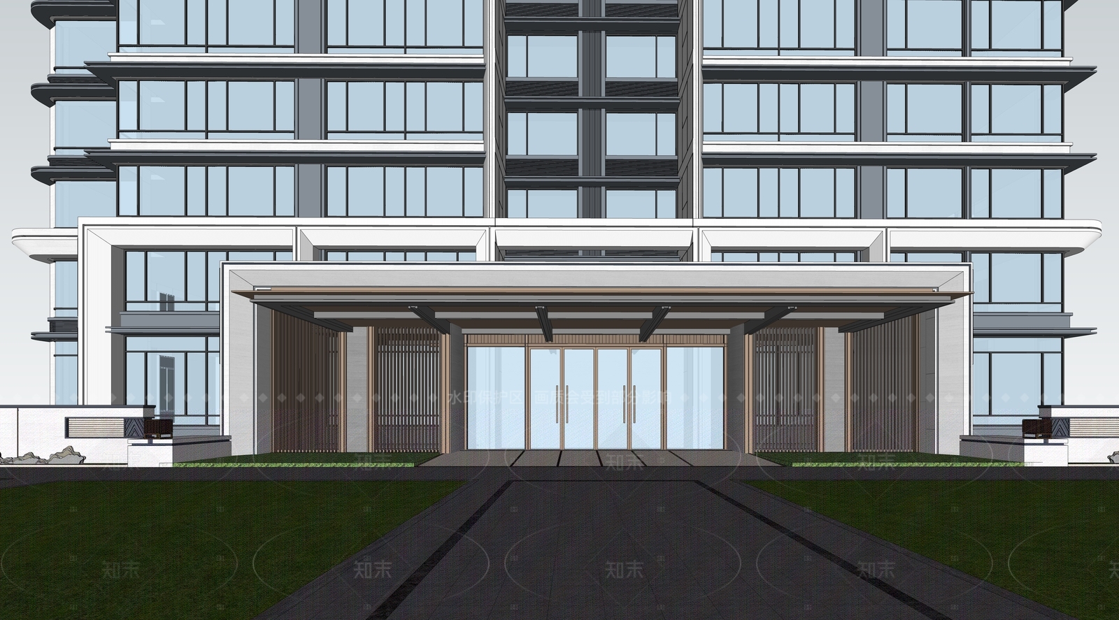 现代高层住宅SU模型下载【ID:1205605096】