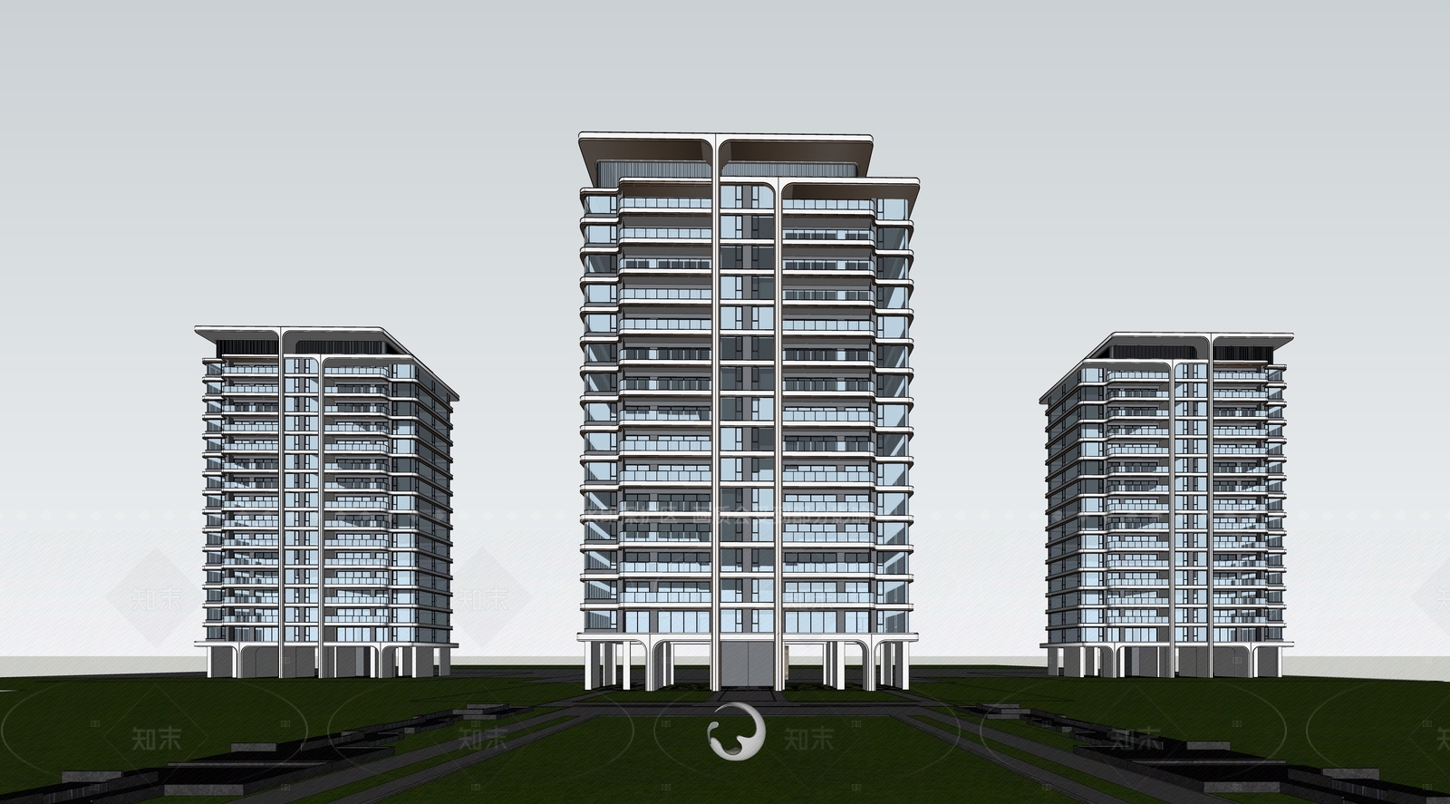 现代高层住宅SU模型下载【ID:1205605148】