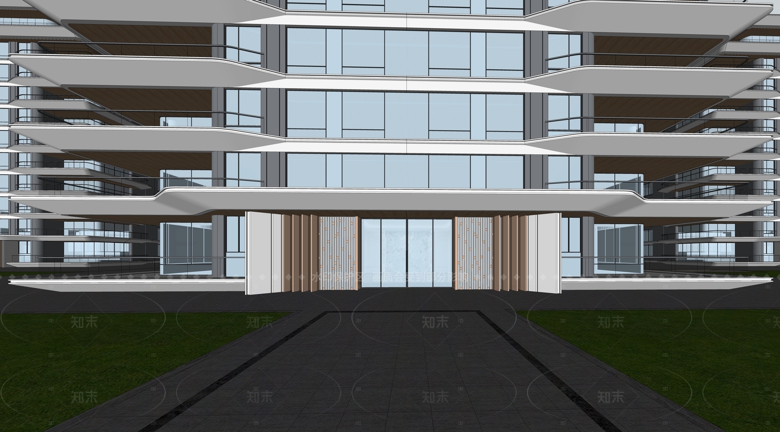 现代高层住宅SU模型下载【ID:1205605308】