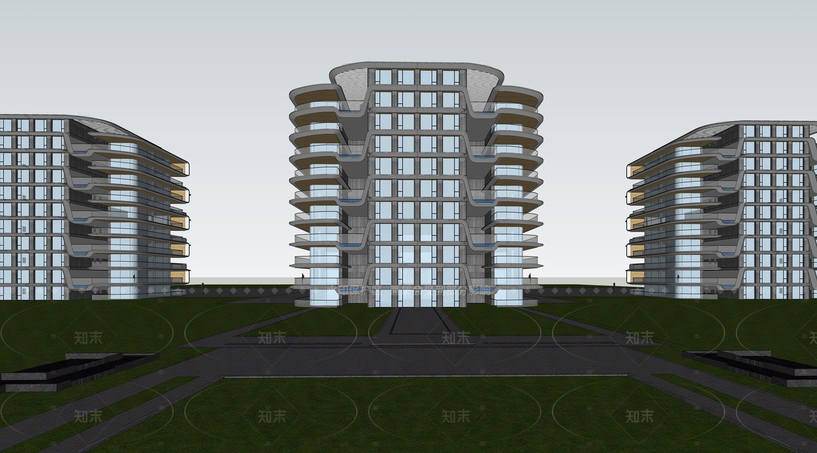 现代高层住宅SU模型下载【ID:1205605930】