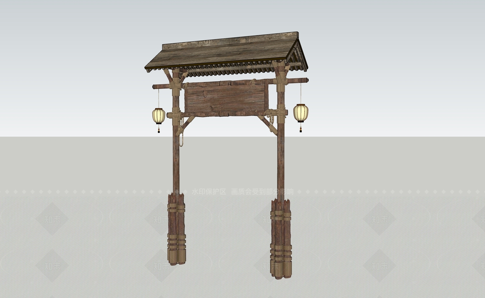 中式古建筑SU模型下载【ID:1205606033】