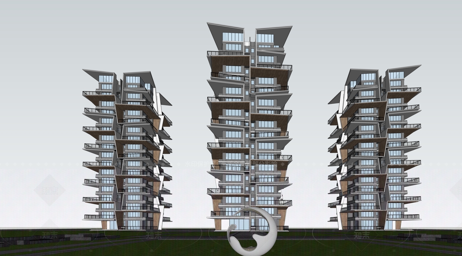 现代高层住宅SU模型下载【ID:1205605963】