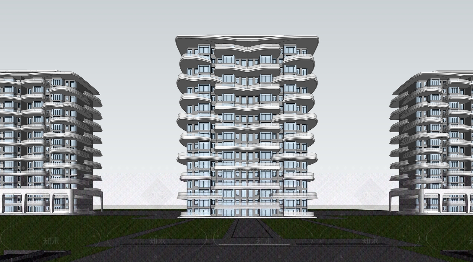 现代高层住宅SU模型下载【ID:1205606088】