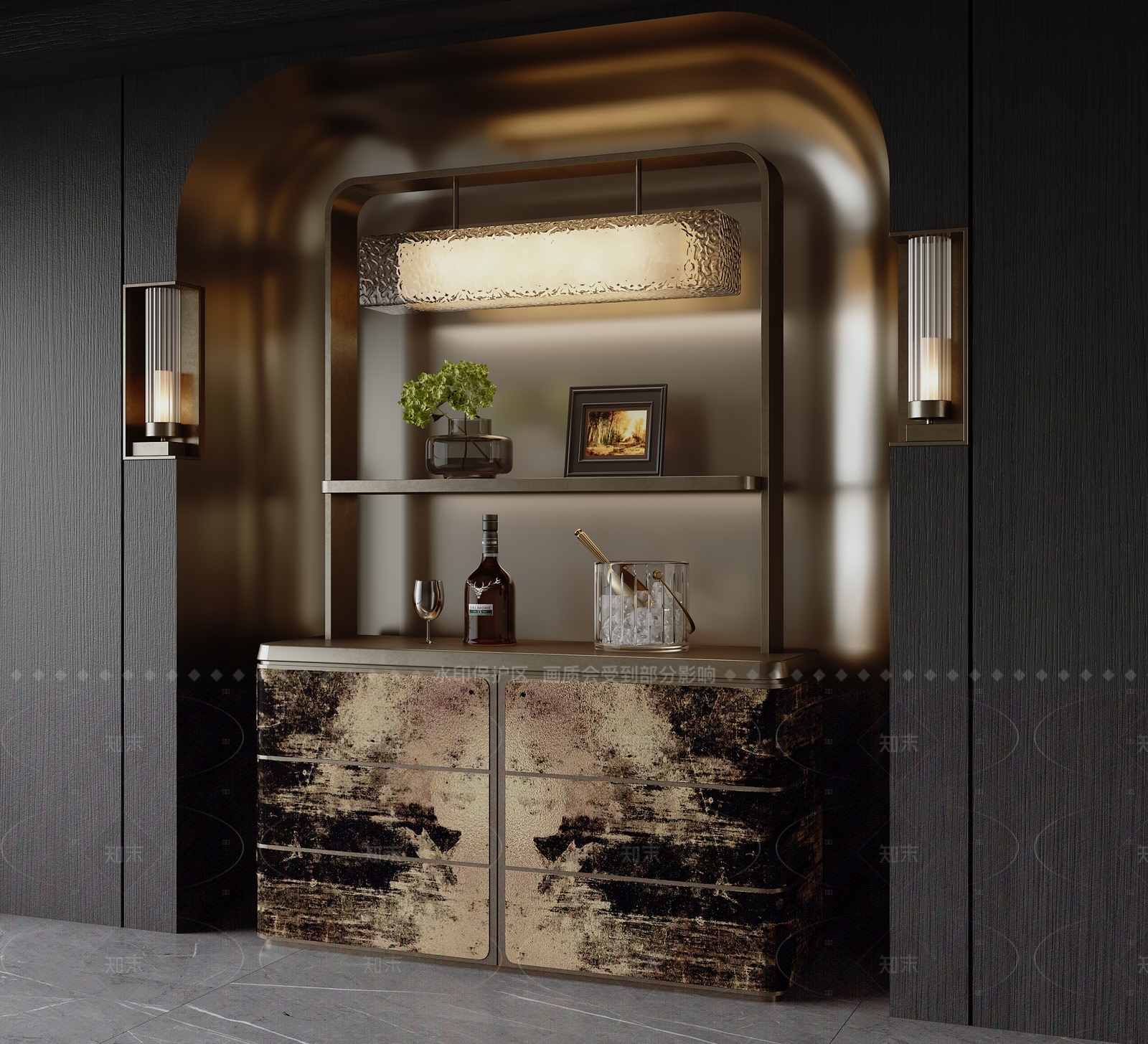 复古餐边柜SU模型下载【ID:1205606853】