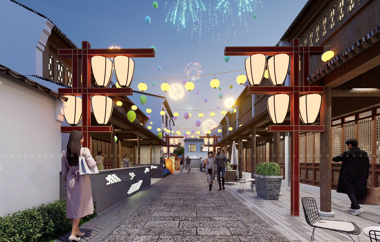 新中式住宅区景观SU模型草图