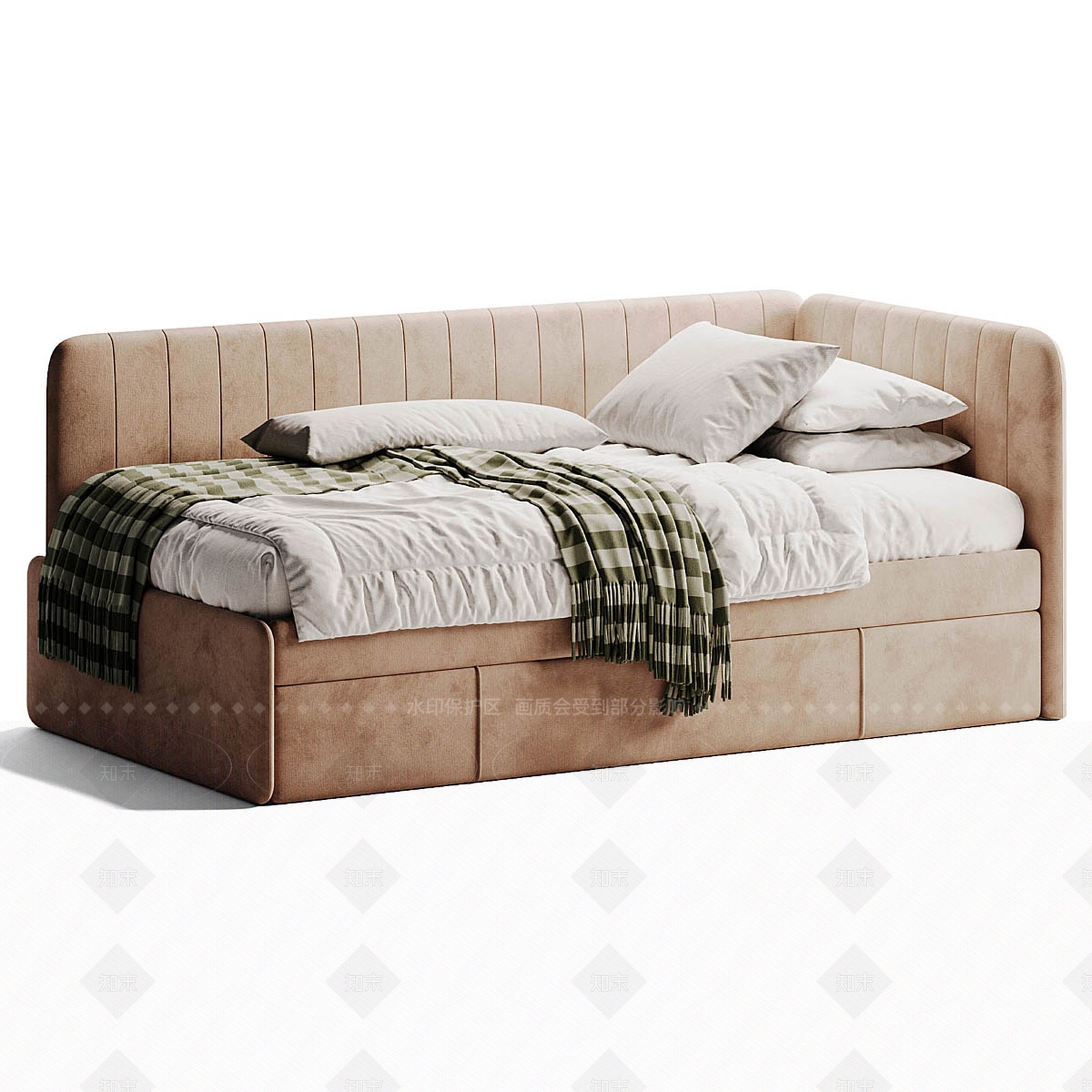 现代欧式单人床3D模型下载【ID:1205608460】