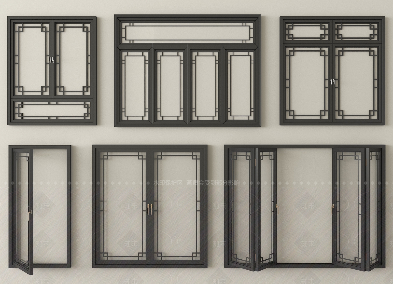 中式窗户组合SU模型下载【ID:1205609468】