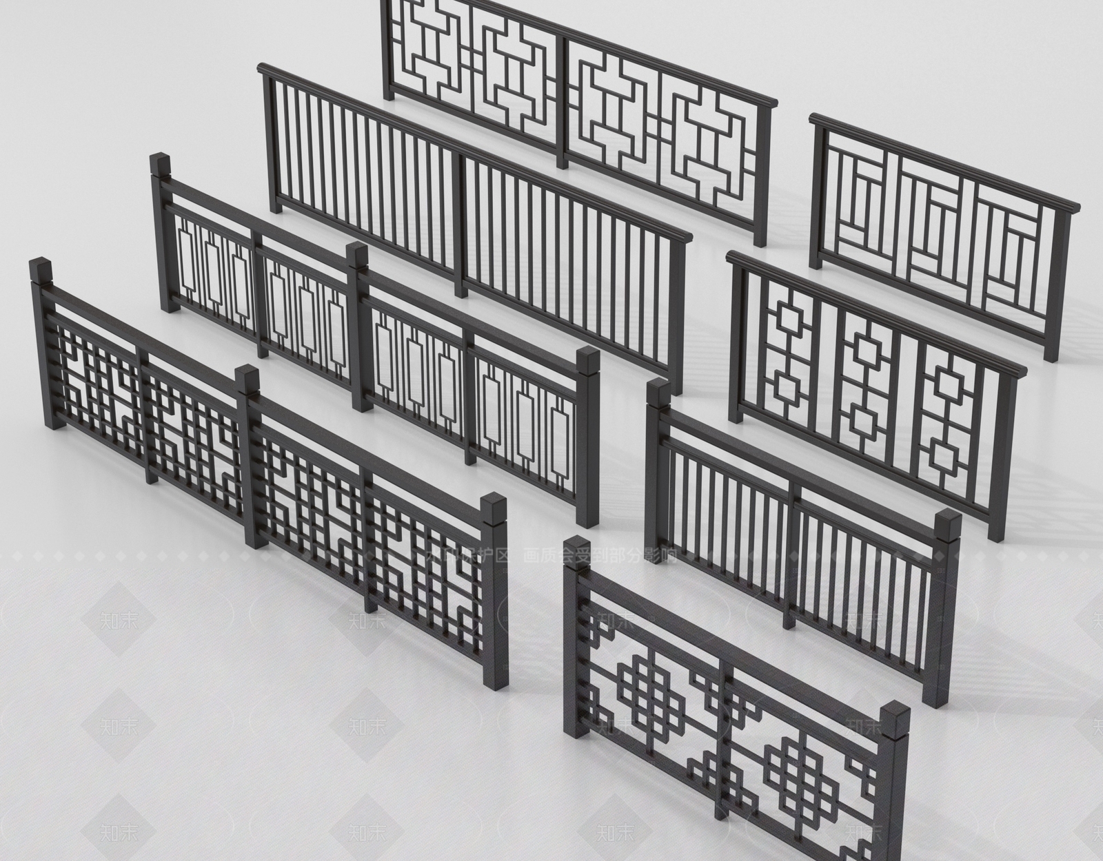 新中式栏杆3D模型下载【ID:1205610039】