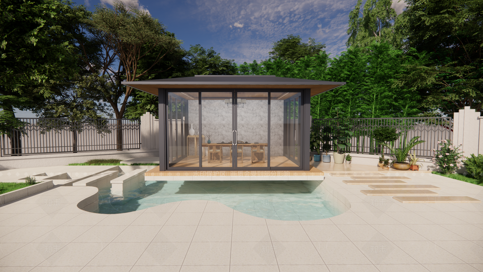 现代新中式亭子SU模型下载【ID:1205613767】