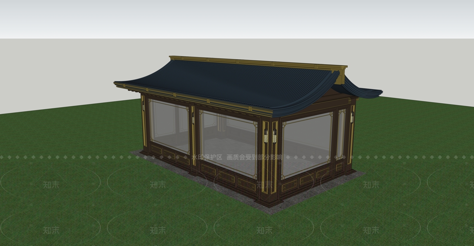 新中式中式亭子SU模型下载【ID:1205614111】