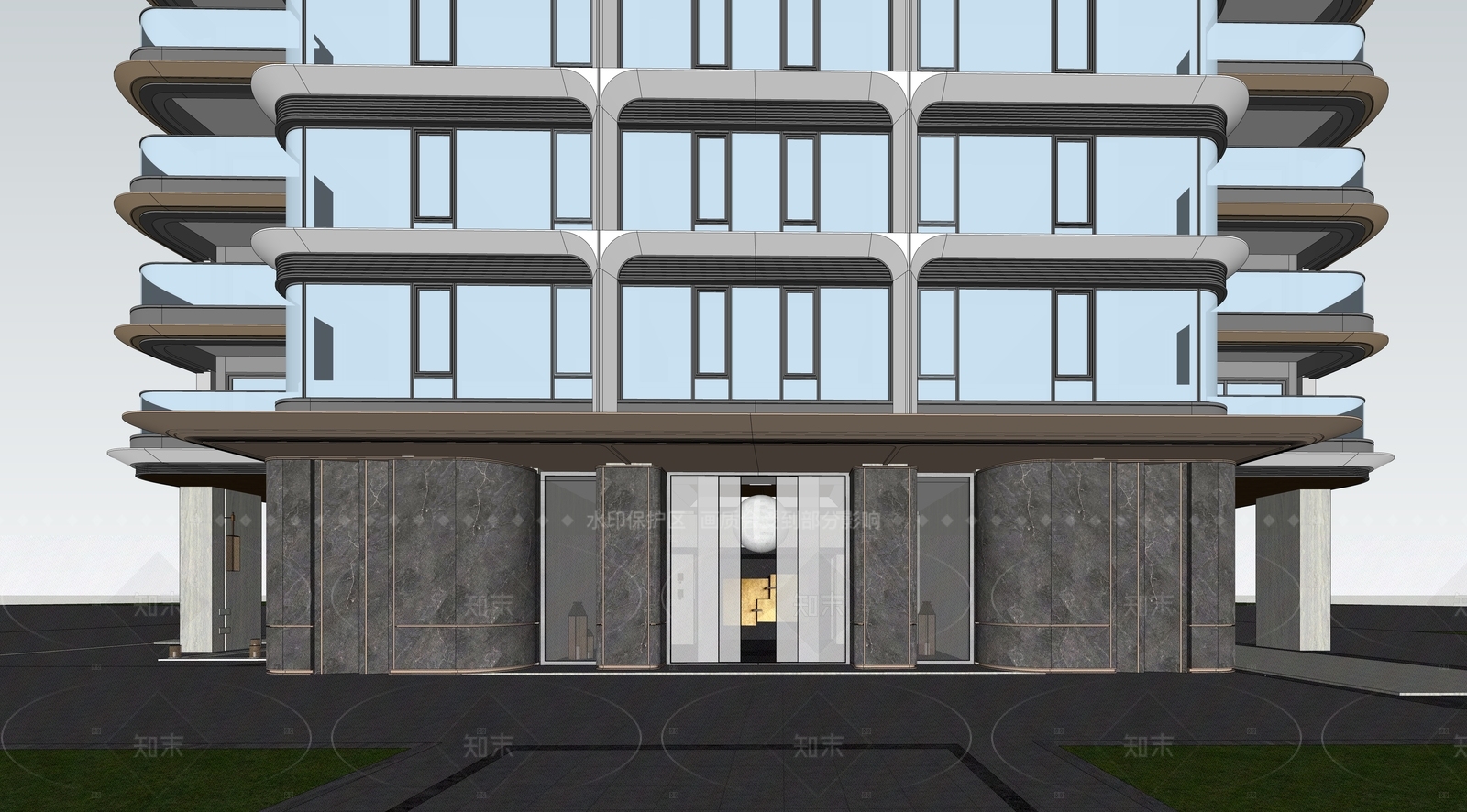 现代高层住宅SU模型下载【ID:1205614003】