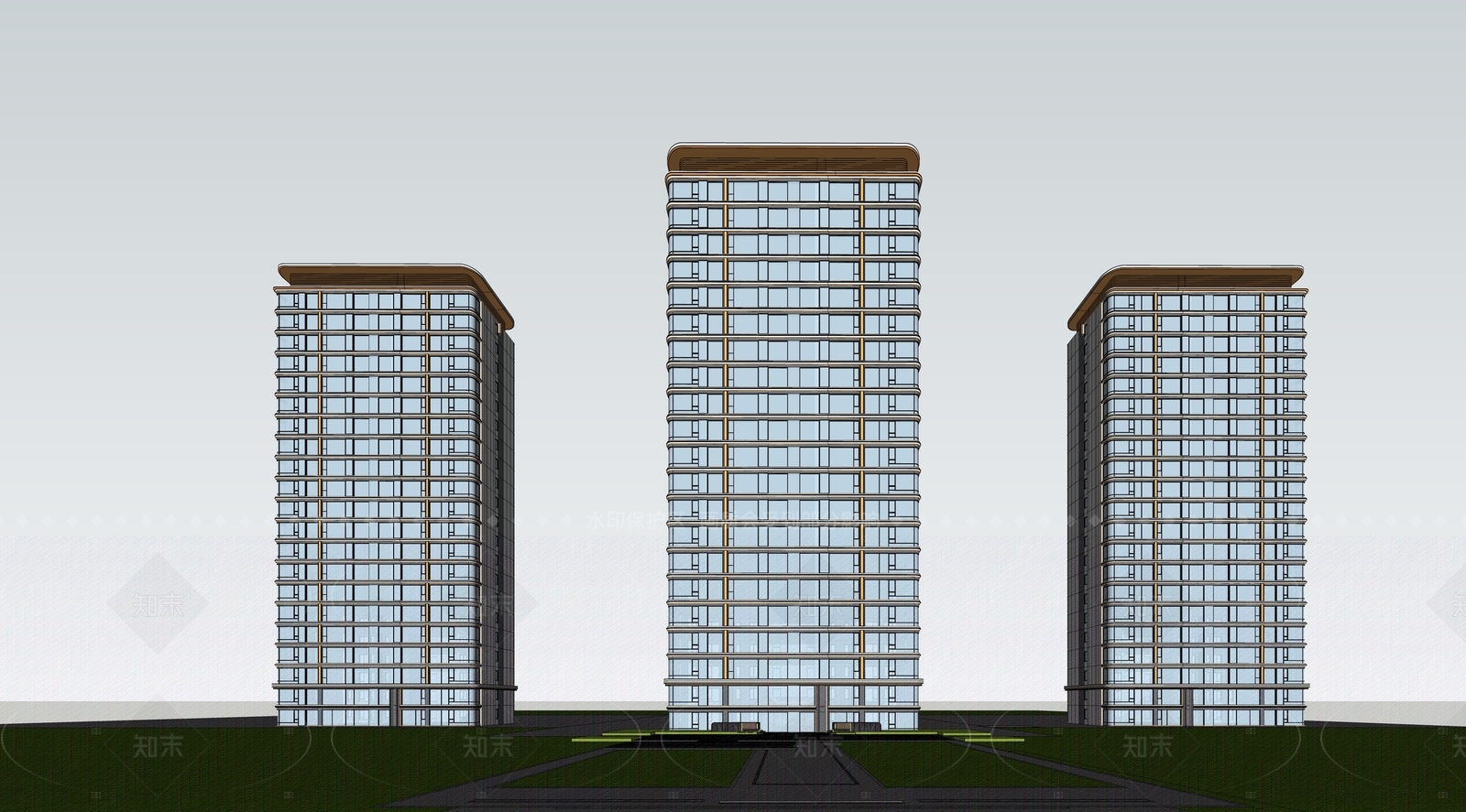 现代高层住宅SU模型下载【ID:1205614079】