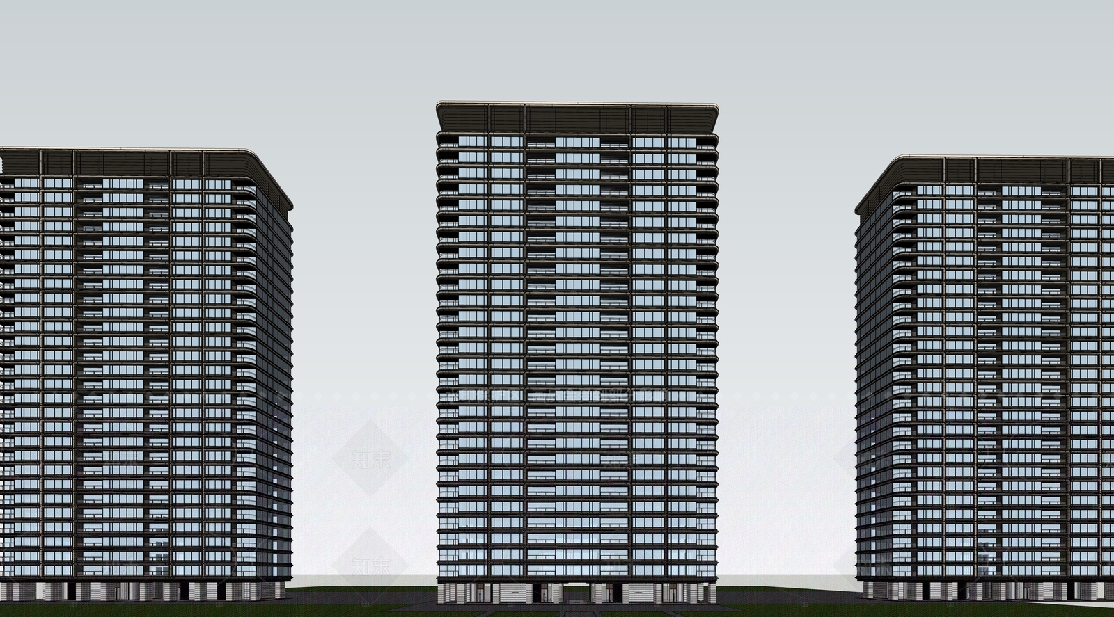 现代高层住宅SU模型下载【ID:1205614278】