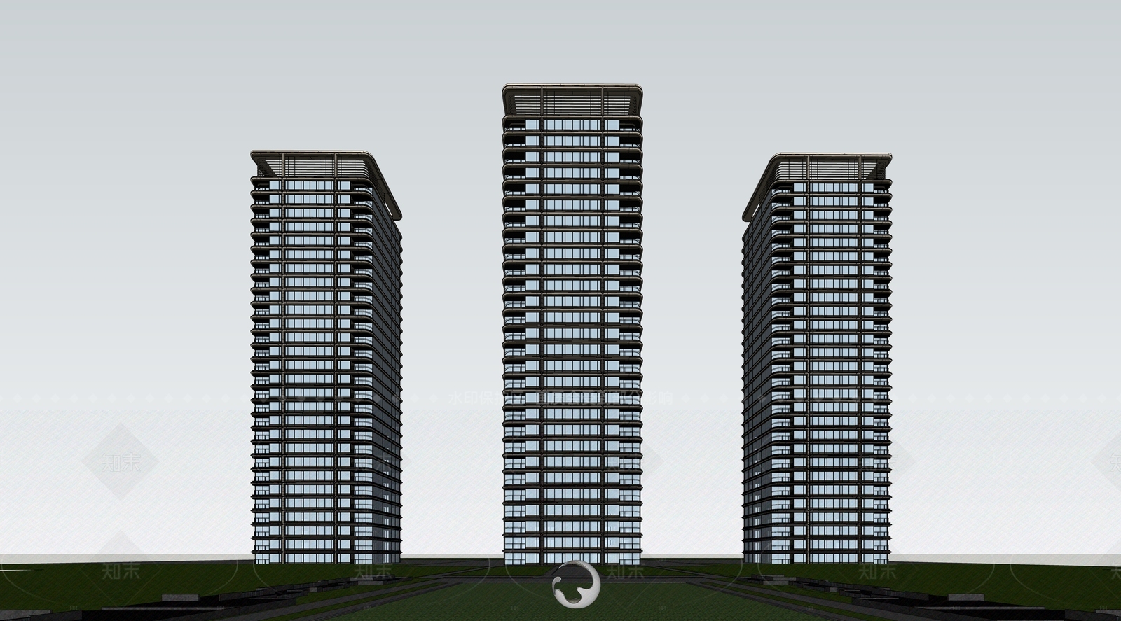 现代高层住宅SU模型下载【ID:1205614366】