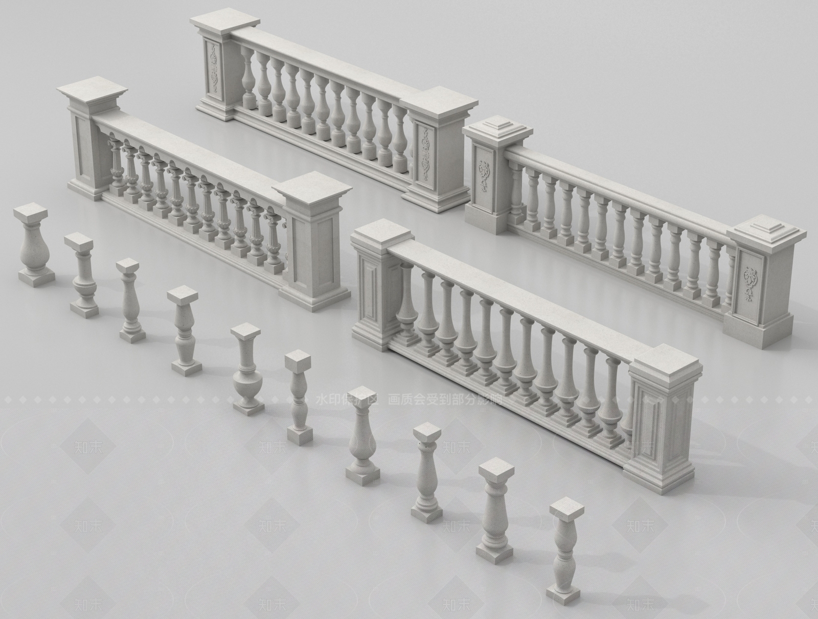 欧式围栏护栏SU模型下载【ID:1205614677】